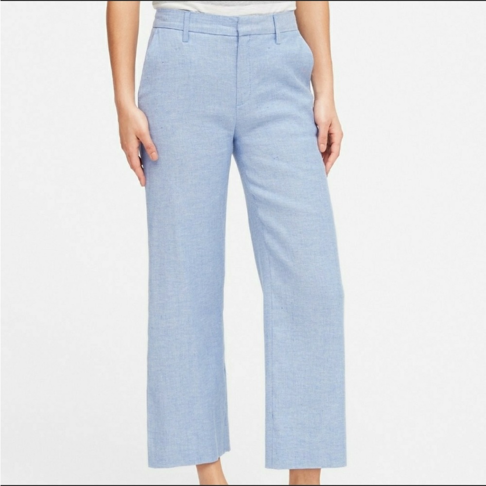 Banana Republic Wide-Leg Linen-Cotton Crop Pants 2P